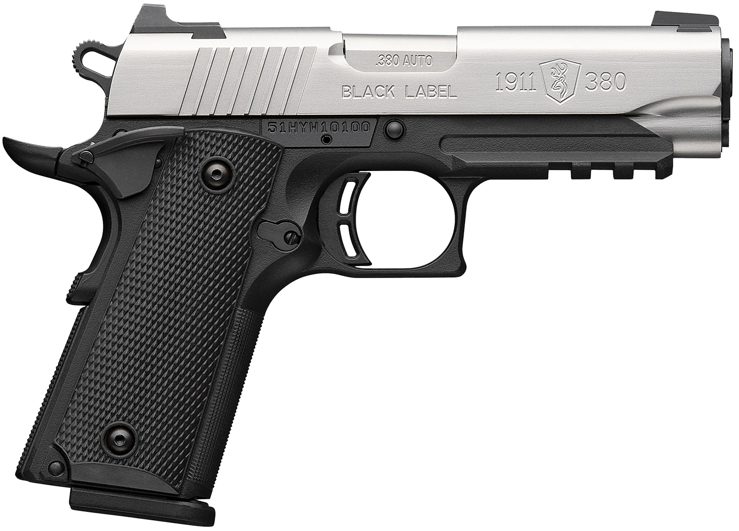 BROWNING 1911-380 380ACP SS 3.6" RAIL#