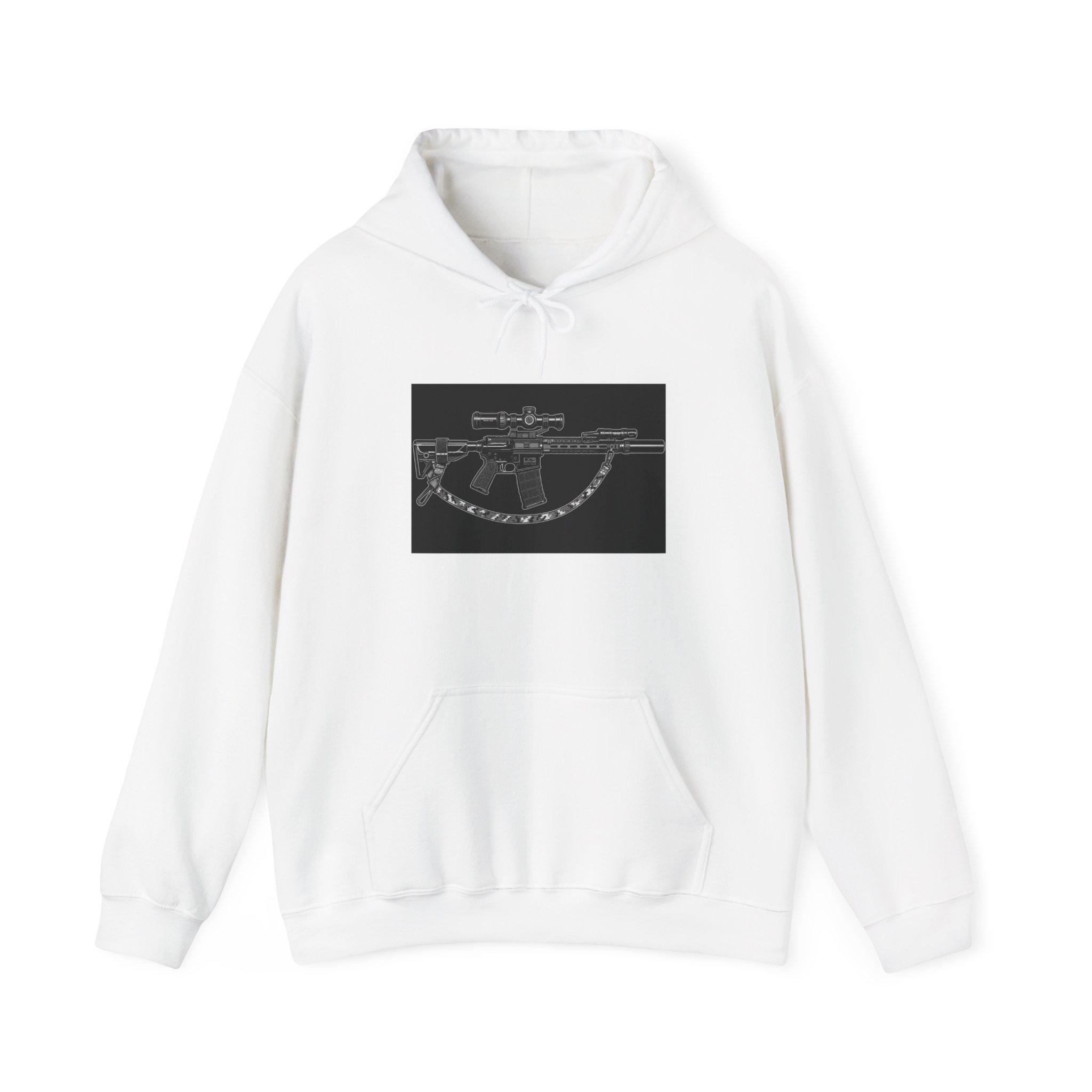 Gun Diagram Hoodie — Vintage Firearm Schematic Sweatshirt