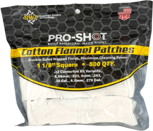 PRO SHOT CLEANING PATCH COTTON - FLANNEL .22-.270 1 1/8" 500CT