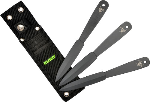 RUKO THROWNING KNIVES 3 PC - 7.38" CARBON STEEL CLAMSHELL