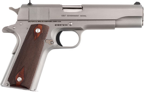COLT GOVERNMENT 1911 9MM 5" - 7RD STAINLESS ROSEWOOD