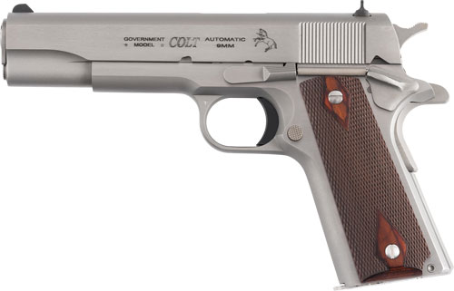COLT GOVERNMENT 1911 9MM 5" - 7RD STAINLESS ROSEWOOD - Image 2