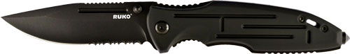 RUKO FOLDER SPRING ASSIST - 3.25" ALUMINUM BLACK HANDLE