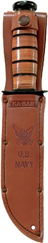 KA-BAR FIGHTING/UTILITY KNIFE - 7" W/LEATHER SHEATH US NAVY - Image 2