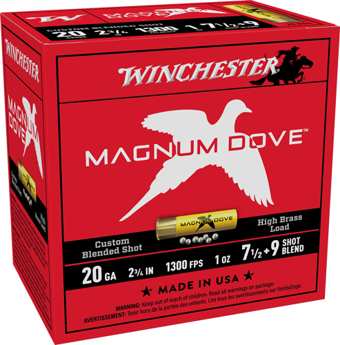 WINCHESTER MAGNUM DOVE 20GA - 2.75" 1OZ #7.5&9 25RD 10BX/CS